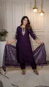 Si 356 Roman Silk Embroidery Work Kurti With Bottom Dupatta